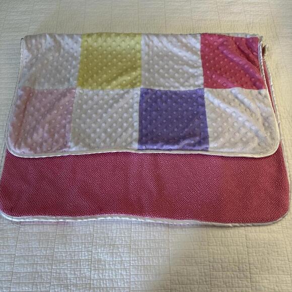 Circo Patchwork Minky Dot Baby Blanket Dobby Pink Sherpa - Picture 2 of 5